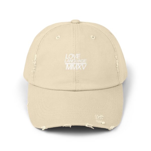 Distressed Cotton Twill Love Language Hat - Sand Dune