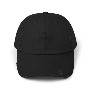 Distressed Cotton Twill Love Language Hat - Monochromatic Black