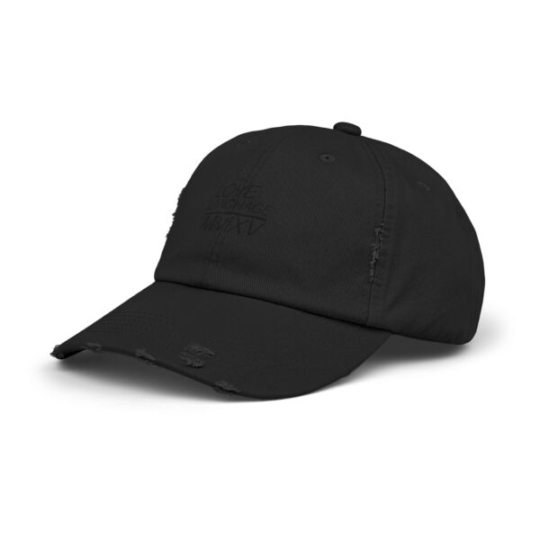 Distressed Cotton Twill Love Language Hat - Monochromatic Black - Image 2
